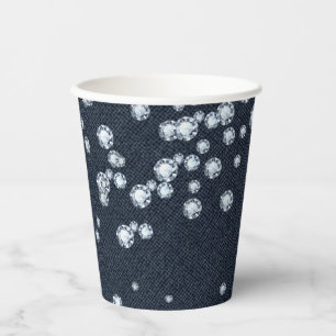 Vasos De Papel Fiesta de Cumpleaños Chic Elegante Denim & Diamond