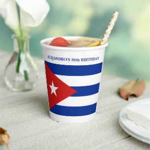 Vasos De Papel Fiesta de cumpleaños con bandera cubana