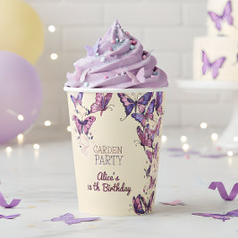 Vasos De Papel Fiesta de cumpleaños con mariposas