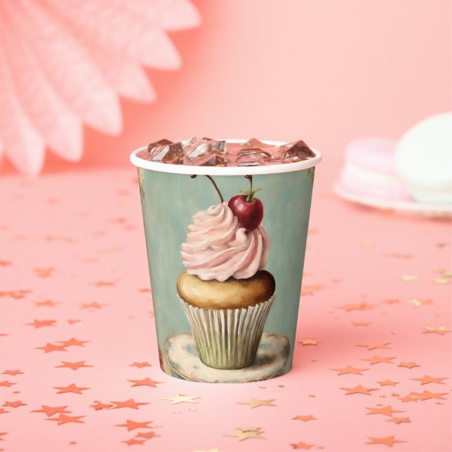 Vasos De Papel Fiesta de Cumpleaños con Torta de Cumpleaños de Co (in situ)