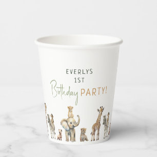 Vasos De Papel Fiesta de cumpleaños de animales de Safari de la j