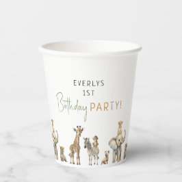Vasos De Papel Fiesta de cumpleaños de animales de Safari de la j