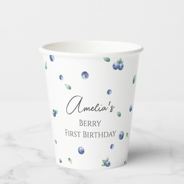 Vasos De Papel Fiesta de cumpleaños de arándano azul Berry Sweet  (Anverso)