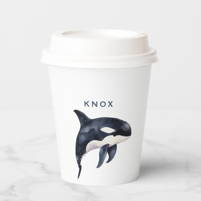 Vasos De Papel Fiesta de cumpleaños de ballenas (Anverso)