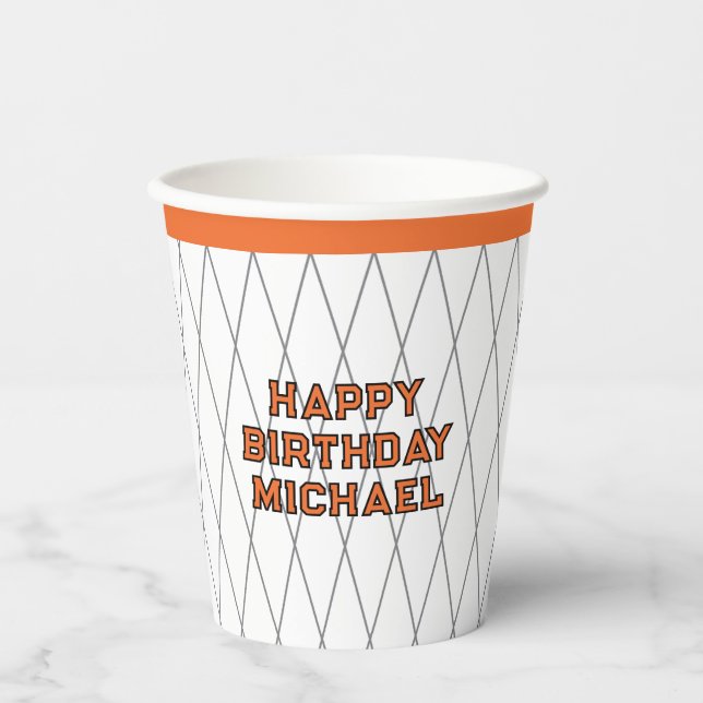 Vasos De Papel Fiesta de Cumpleaños de Baloncesto (Anverso)