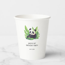 Vasos De Papel Fiesta de cumpleaños de Bamboo Cute Panda Greenery