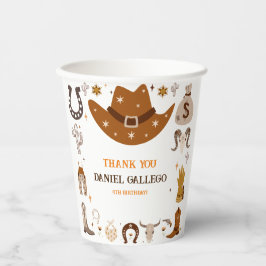 Vasos De Papel Fiesta de cumpleaños de Brown Cute Cowboy