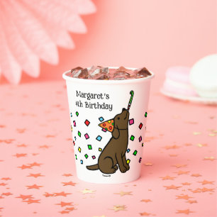 Vasos De Papel Fiesta de cumpleaños de Chocolate Labrador Confett