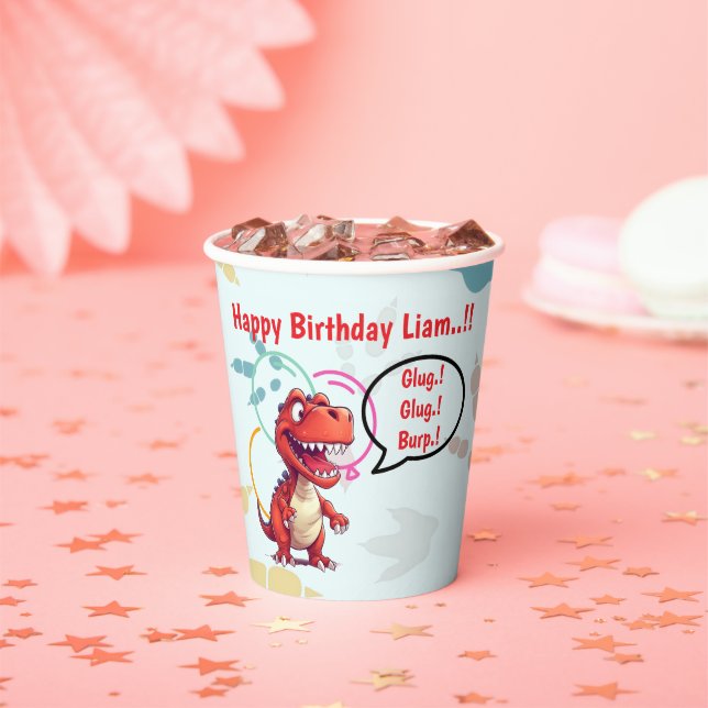 Vasos De Papel Fiesta de cumpleaños de Dino Roar (in situ)