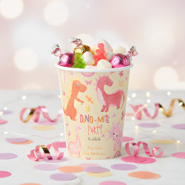 Vasos De Papel Fiesta de cumpleaños de dino rosa Dino-mite