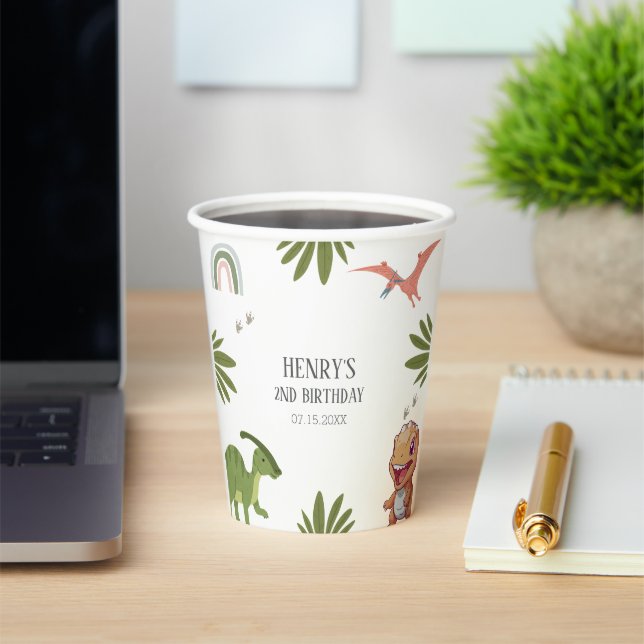 Vasos De Papel Fiesta de cumpleaños de Dinosaur (in situ)