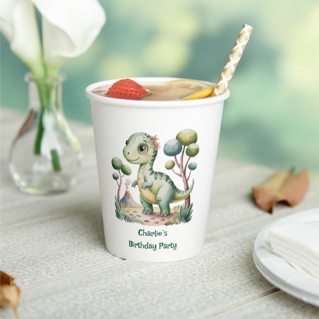 Vasos De Papel Fiesta de cumpleaños de Dinosaur Adventure Boy (in situ)