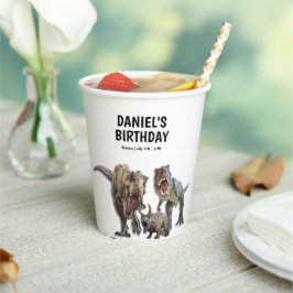 Vasos De Papel Fiesta de cumpleaños de Dinosaur Printable, Fiesta