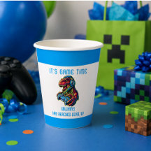 Fiesta de cumpleaños de dinosaurio de videojuegos
