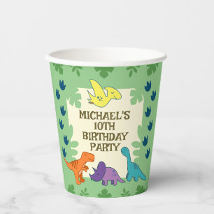 Vasos De Papel Fiesta de cumpleaños de dinosaurios para niños