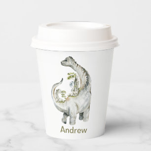 Vasos De Papel Fiesta de cumpleaños de dinosaurios personalizada