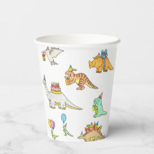 Vasos De Papel Fiesta de cumpleaños de dinosaurios retro lindos