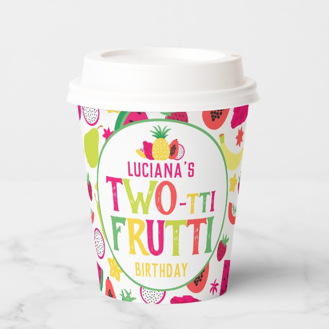 Vasos De Papel Fiesta de cumpleaños de dos tti Frutti (Anverso)
