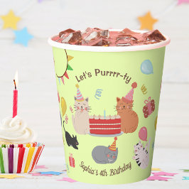 Vasos De Papel Fiesta de Cumpleaños de Gatitos Lindos para Niños