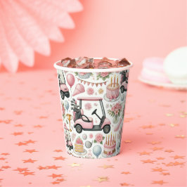 Vasos De Papel Fiesta de cumpleaños de golf rosa para mujer Chica