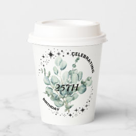 Vasos De Papel Fiesta de cumpleaños de Green Floral Sky Star