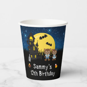 Vasos De Papel Fiesta de cumpleaños de Halloween Werewolf Blue
