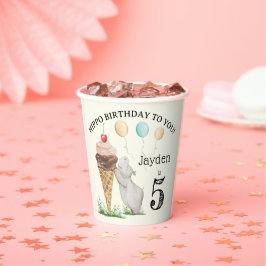 Vasos De Papel Fiesta de cumpleaños de Hippo