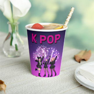 Vasos De Papel Fiesta de cumpleaños de K-Pop púrpura
