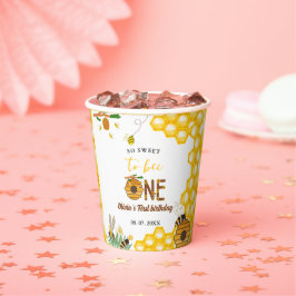 Vasos De Papel Fiesta de cumpleaños de la abeja amarilla del día 