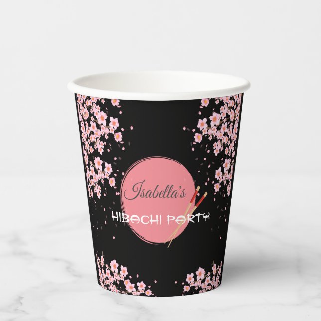 Vasos De Papel Fiesta de cumpleaños de la cena japonesa de Hibach (Anverso)
