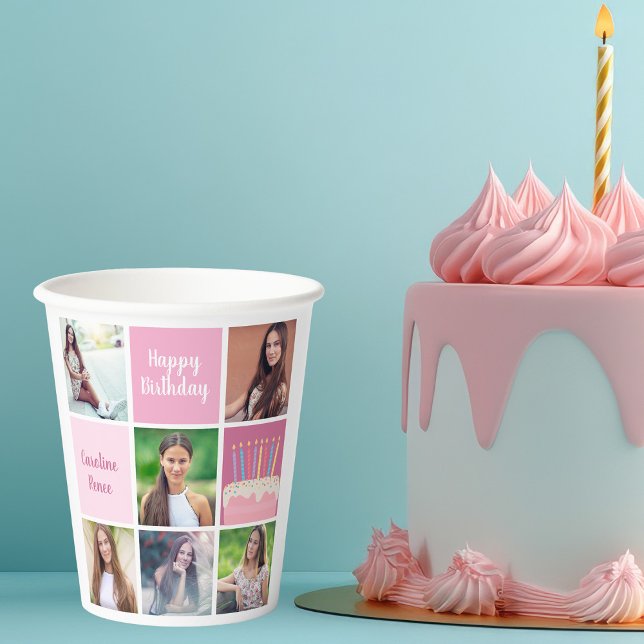 Vasos De Papel Fiesta de cumpleaños de la Personalizado de Collag (Subido por el creador)