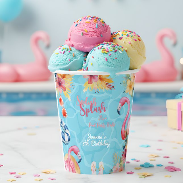 Vasos De Papel Fiesta de cumpleaños de la piscina de verano con s (Subido por el creador)