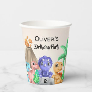 Vasos De Papel Fiesta de cumpleaños de los dinosaurios bebé adora