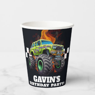 Vasos De Papel Fiesta de cumpleaños de Monster Truck