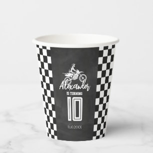 Vasos De Papel Fiesta de Cumpleaños de Moto de Tierra en Pizarra