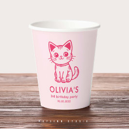 Vasos De Papel Fiesta de cumpleaños de niña con kit de colores pe