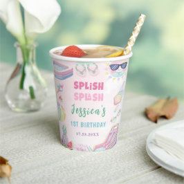 Vasos De Papel Fiesta de cumpleaños de niña con tobogán acuático