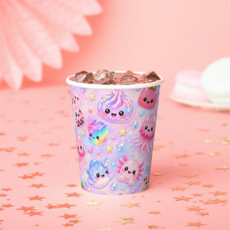 Vasos De Papel Fiesta de Cumpleaños de Niña Squishy Arcoíris Bril