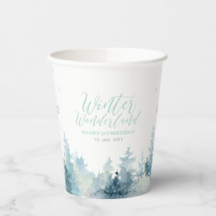 Vasos De Papel Fiesta de cumpleaños de niño en invierno con plata