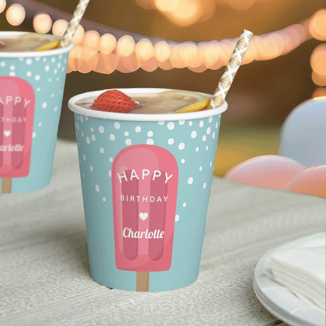 Vasos De Papel Fiesta de cumpleaños de niños de verano con paleta (Subido por el creador)