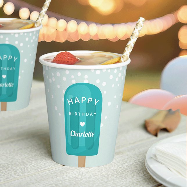 Vasos De Papel Fiesta de cumpleaños de niños de verano con paleta (Subido por el creador)