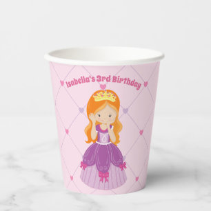 Vasos De Papel Fiesta de cumpleaños de niños rosados de princesa 