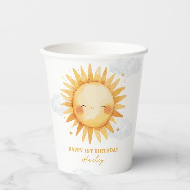 Vasos De Papel Fiesta de cumpleaños de niños Verano Soleado (Anverso)