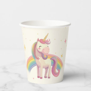 Vasos De Papel Fiesta de cumpleaños de Pastel Rainbow Unicorn