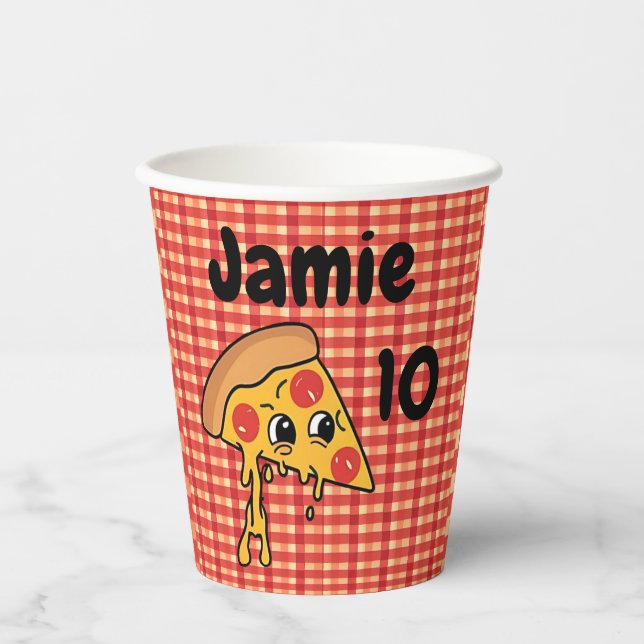 Vasos De Papel Fiesta de cumpleaños de Pizza Chef (Anverso)