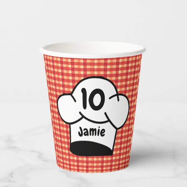 Vasos De Papel Fiesta de cumpleaños de Pizza Chef (Anverso)