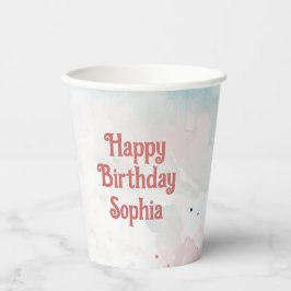 Vasos De Papel Fiesta de cumpleaños de Princesa de color de agua 