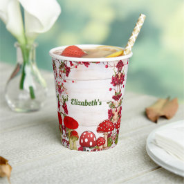 Vasos De Papel Fiesta de cumpleaños de Red Berry Garden Toadstool