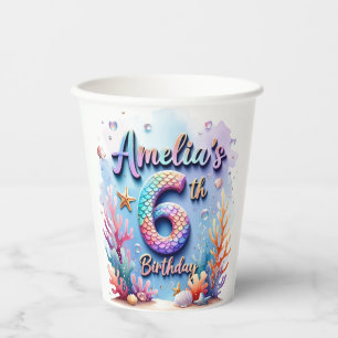 Vasos De Papel Fiesta de Cumpleaños de Sirena – Fiesta Bajo el Ma