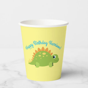 Vasos De Papel Fiesta de cumpleaños de Stegosaurus Dinosaur